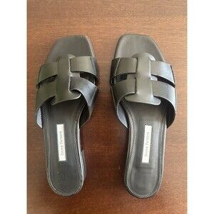 Emme Parsons Black Leather Slide Sandals 38